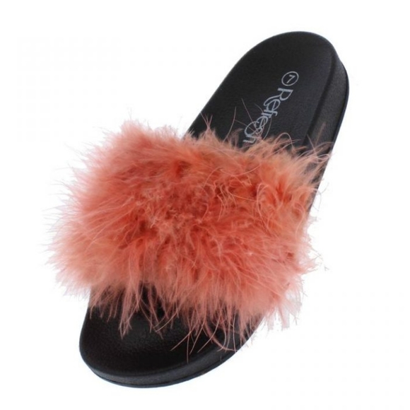 🆕️Coral Faux  Shaggy Fur Slide Sandals - Picture 6 of 6